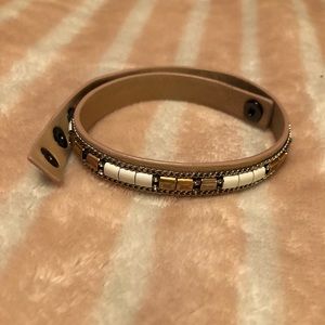 Nude & White Stella & Dot Wrap Bracelet